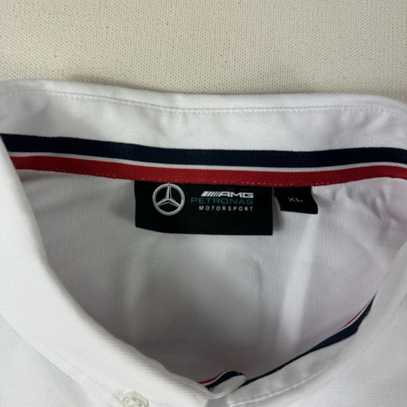MERCEDES-BENZ AMG PETRONAS BUTTON UP SHIRT MENS XL WHITE SHORT SLEEVE - Picture 9 of 9
